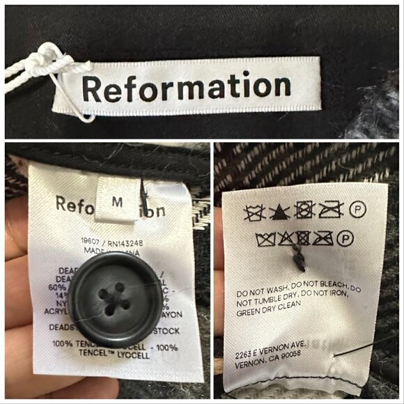 Reformation Ainslie Jacket/Coat in Plaid, Size M, New with Tags - Picture 14 of 16